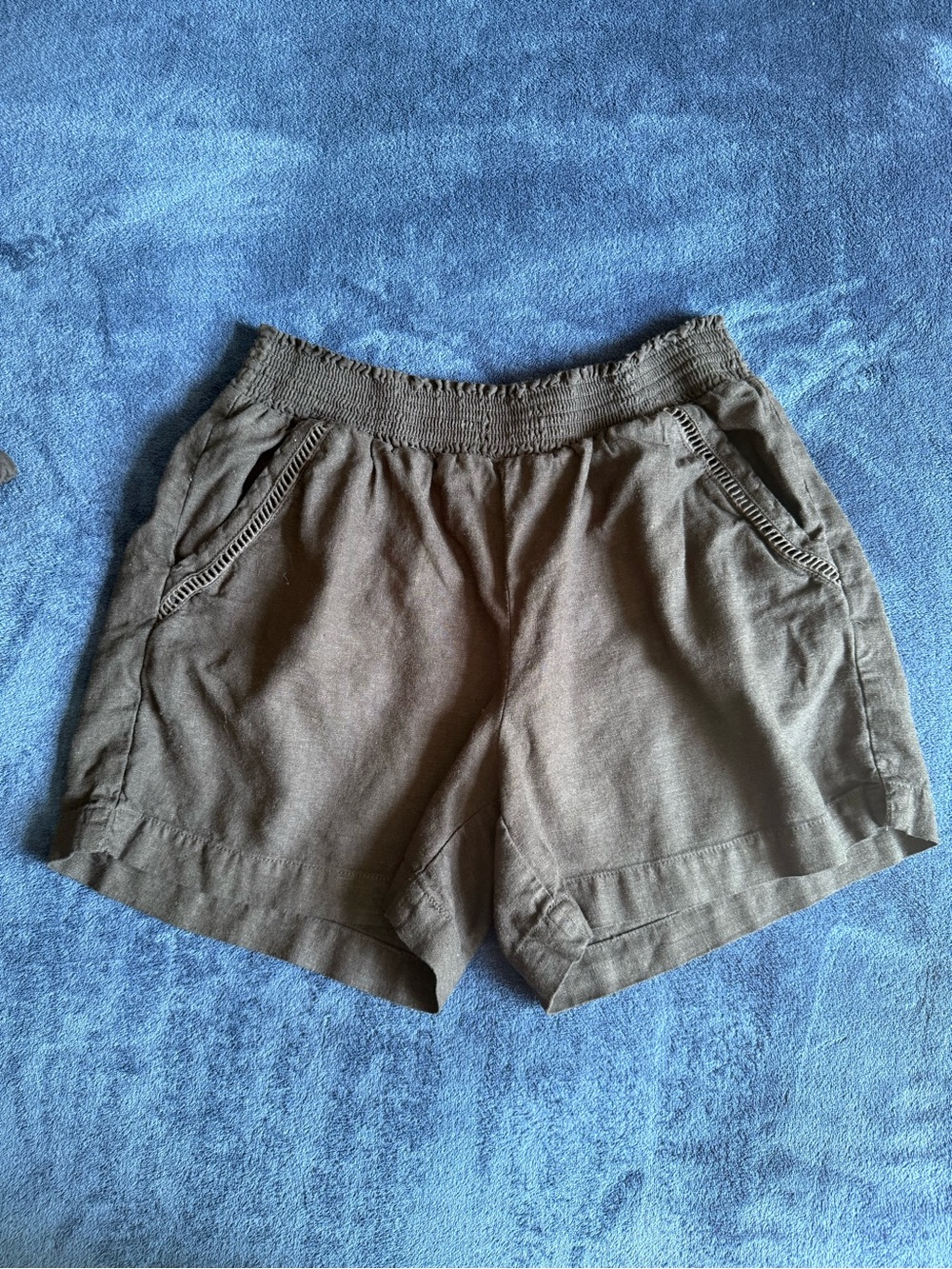 Briggs New York Olive Brown High-Waist Elastic Shorts